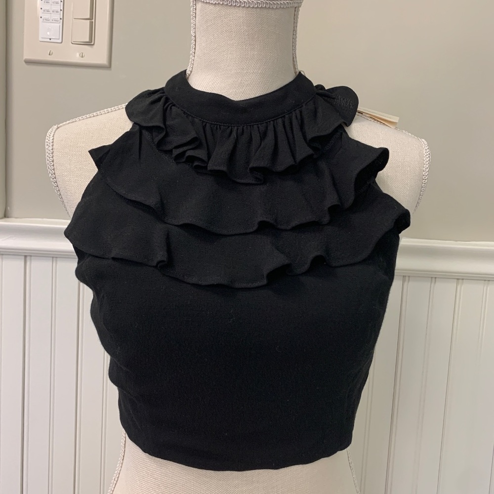 For Love & Lemons Halter Top w/Tiered Ruffle, Med.